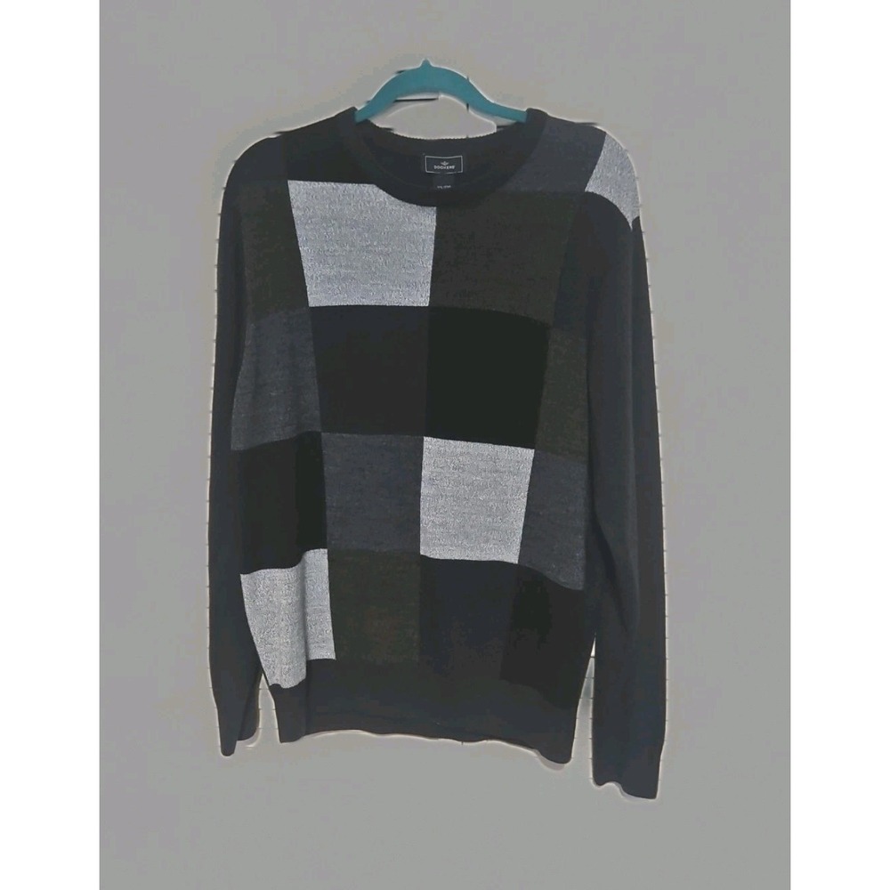 Vintage Dockers Sweater men's Xxlg Blue Grey Square Argyle Golf Preppy 90s‎